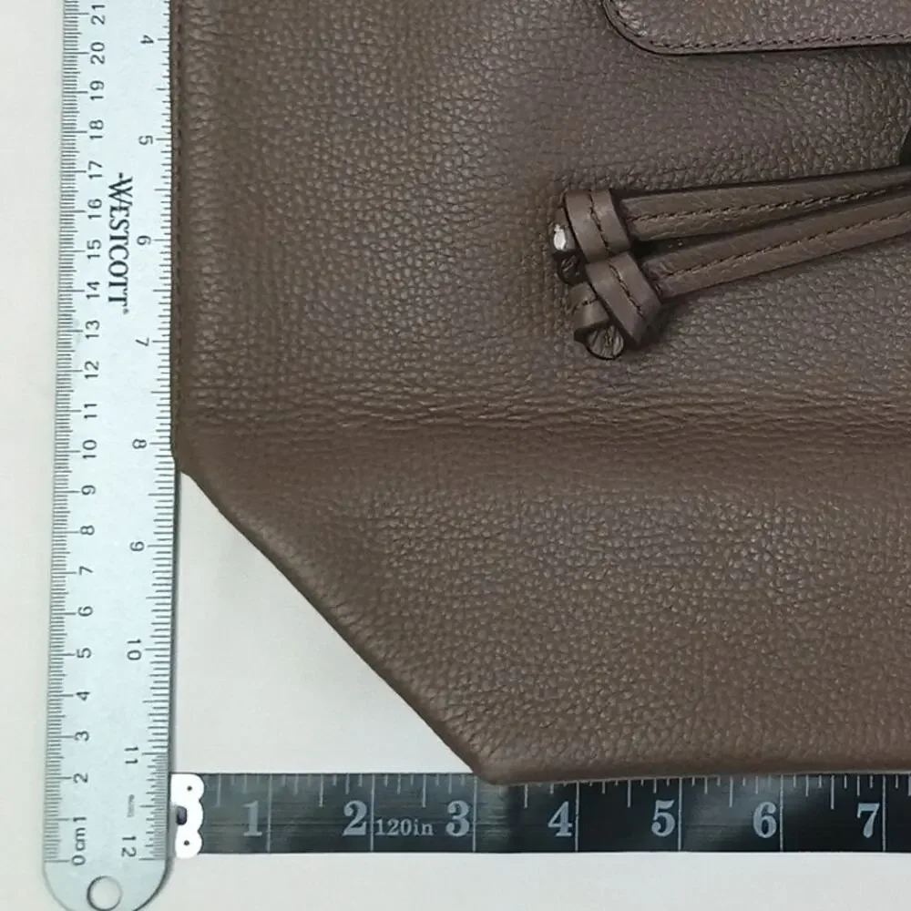 Michael Kors Junie Medium Flap Backpack Pebbled Leather Gold Hardware Taupe Bag